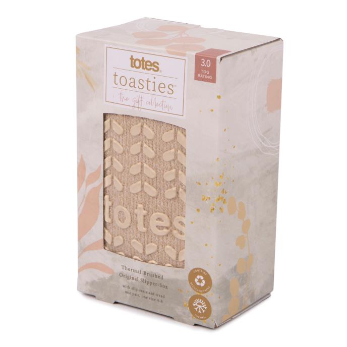 totes toasties® Ladies Thermal Brushed Original Slipper Socks Oat Extra Image 1